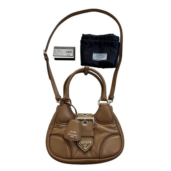 NEW Prada Moon Padded Nappa Leather Mini Bag in Caramel Brown